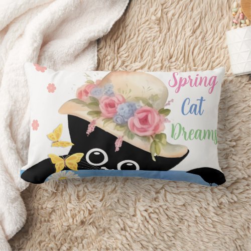 Spring Cat Dreams  Lumbar Pillow
