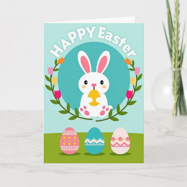 Spring Celebration Bunny Egg Card (Front)