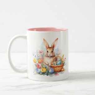 Spring Celebration - Easter Bunny  Two-Tone Coffee Mug