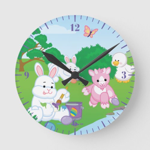 Spring Celebration Egg Hunt Round Clock