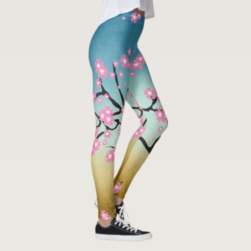 Spring Cheerful Cherry Blossom Leggings