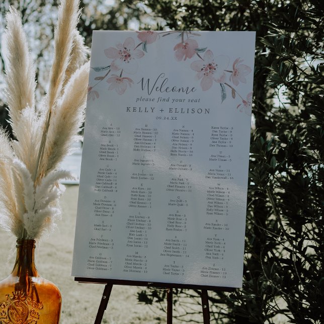 Spring Cherry Blossom Alphabetical Seating Chart Foam Board (Creator Uploaded)