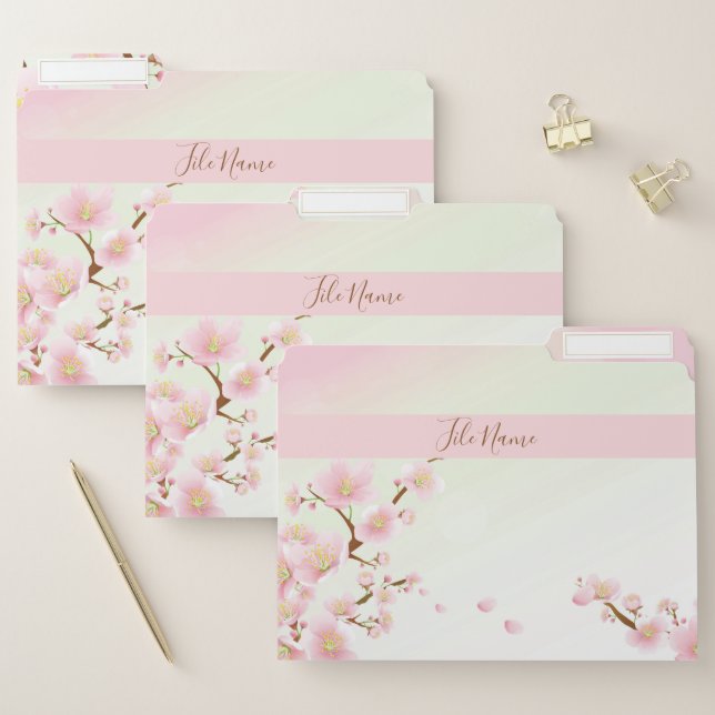 Spring cherry blossom background file folder (Set)