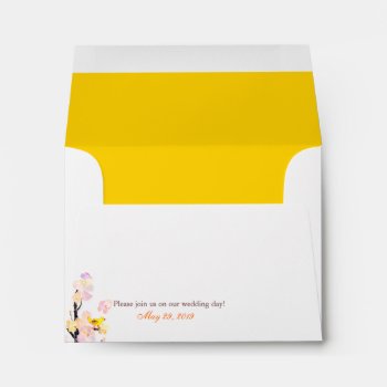 Spring Cherry Blossom Bird Wedding Envelope by BridalHeaven at Zazzle