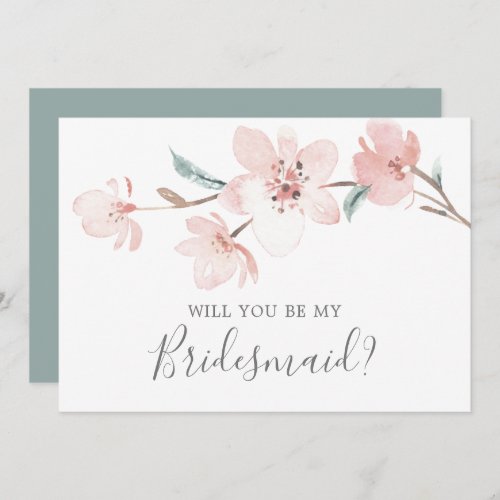 Spring Cherry Blossom Bridesmaid Proposal Card
