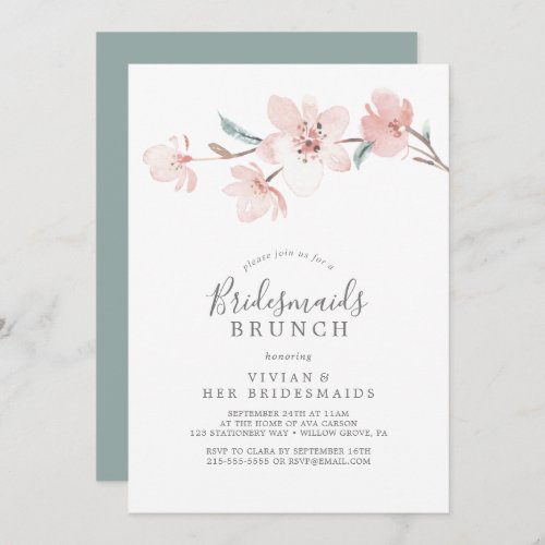 Spring Cherry Blossom Bridesmaids Brunch Invitation
