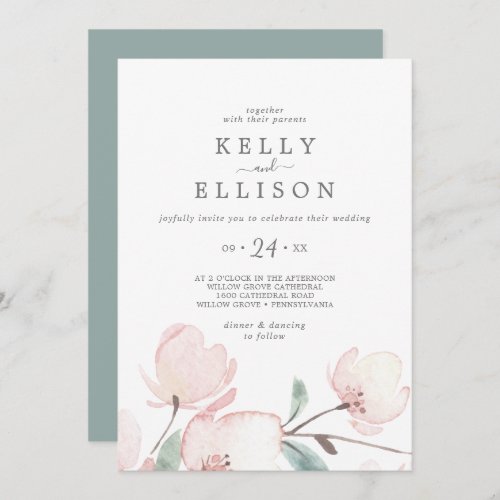 Spring Cherry Blossom Casual Wedding Invitation