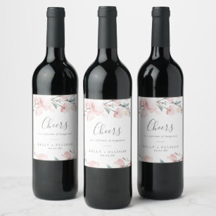 Spring Cherry Blossom Cheers Wedding Wine Labels