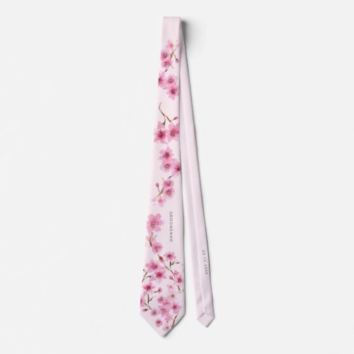 Spring Cherry Blossom Elegant Wedding Neck Tie