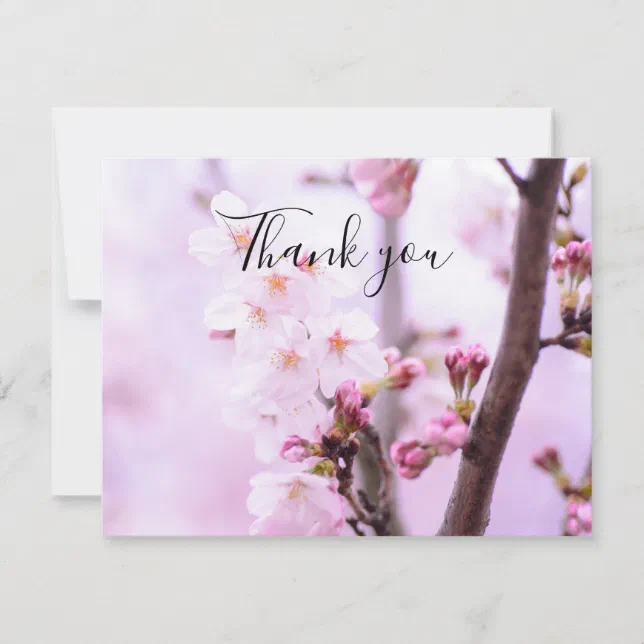 Spring Cherry Blossom Floral Sakura Thank you Card | Zazzle