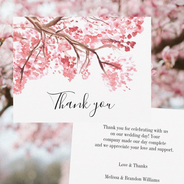 Spring Cherry Blossom Floral Sakura Thank you  Card (Creator Uploaded)