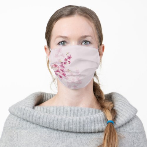 Spring Cherry Blossom Floral Watercolor Style Adult Cloth Face Mask