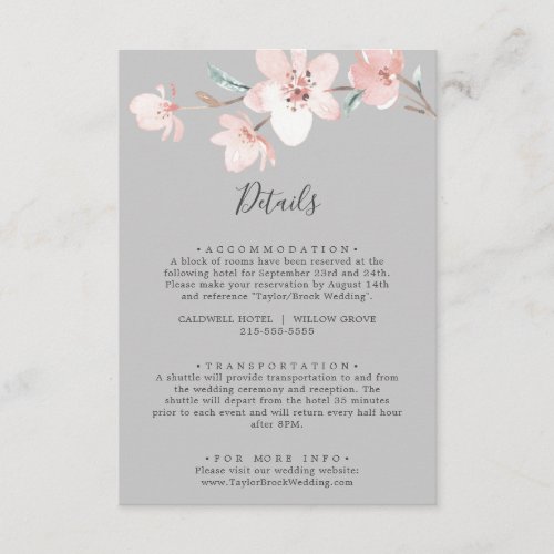 Spring Cherry Blossom Gray Details Enclosure Card