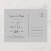 Spring Cherry Blossom Gray Save the Date Postcard (Back)