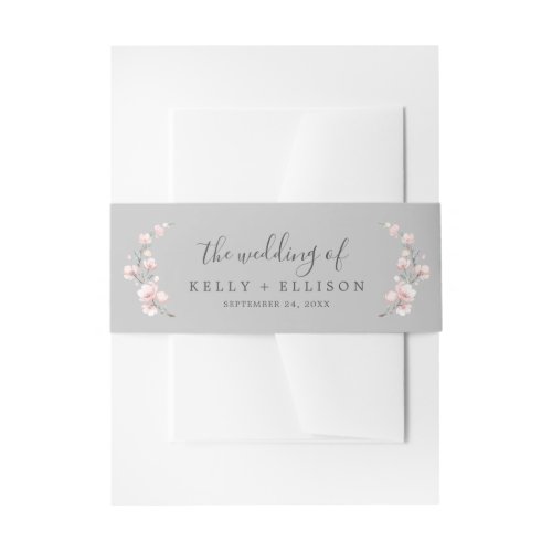Spring Cherry Blossom  Gray The Wedding Of Invitation Belly Band