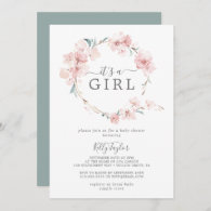 Spring Cherry Blossom It's A Girl Baby Shower Invitation