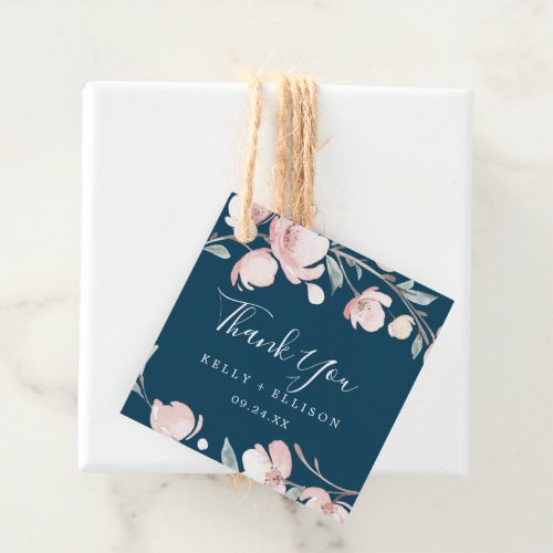 Spring Cherry Blossom  Navy Thank You Favor Tags