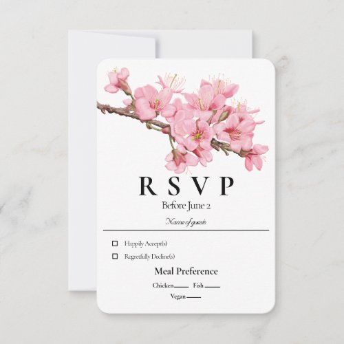 Spring cherry blossom RSVP card