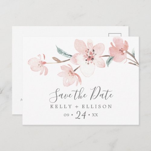 Spring Cherry Blossom Save the Date Postcard