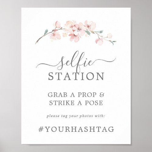 Spring Cherry Blossom Selfie Station Hashtag Sign