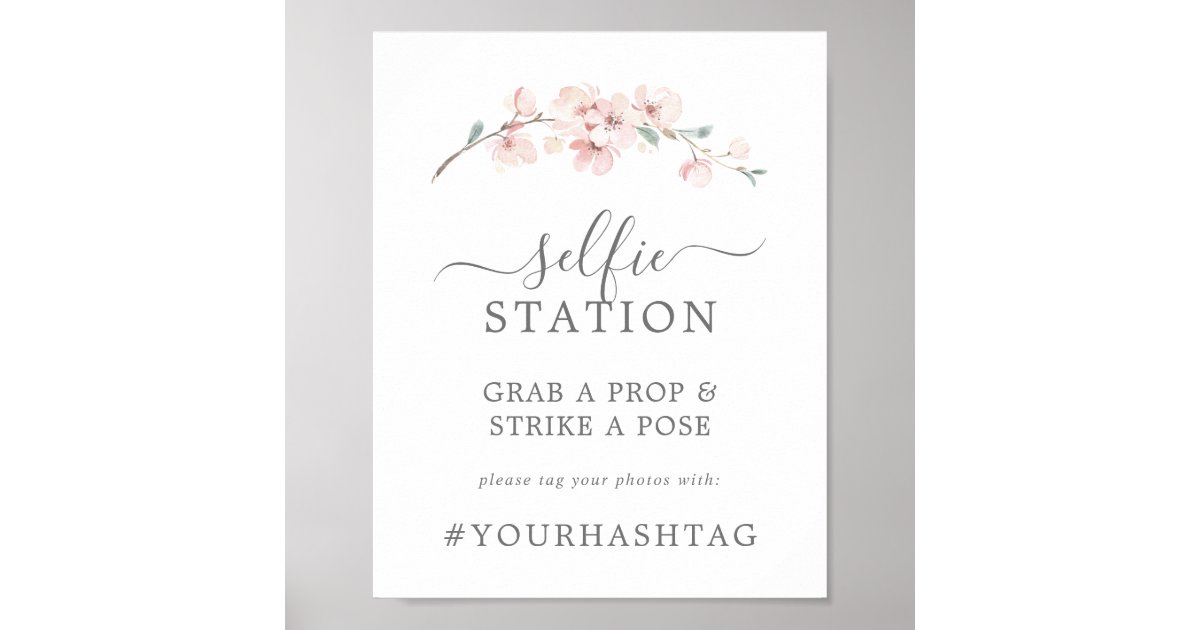 Spring Cherry Blossom Selfie Station Hashtag Sign | Zazzle.com
