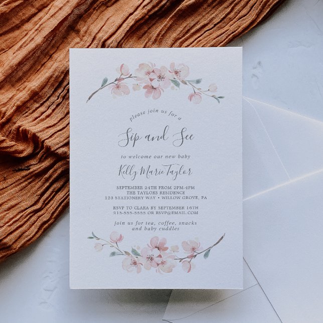 Spring Cherry Blossom Sip and See Invitation (Creator Uploaded)