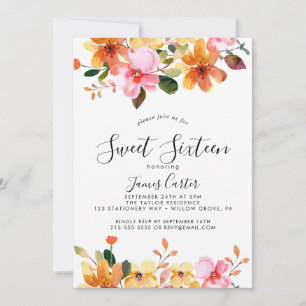 Spring Cherry Blossom Sweet Sixteen Birthday Invitation