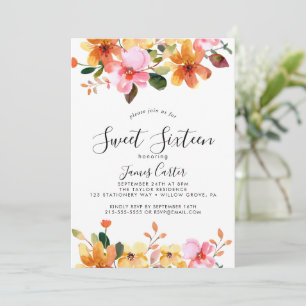 Spring Cherry Blossom Sweet Sixteen Birthday Invitation