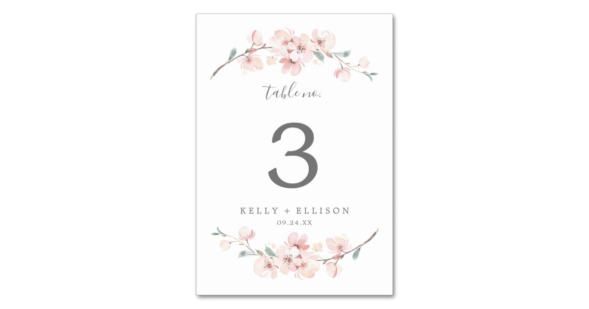 Spring Cherry Blossom Table Number Zazzle