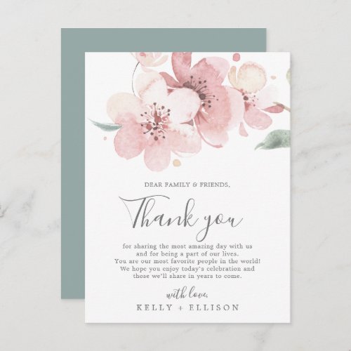 Spring Cherry Blossom Thank You Reception Card