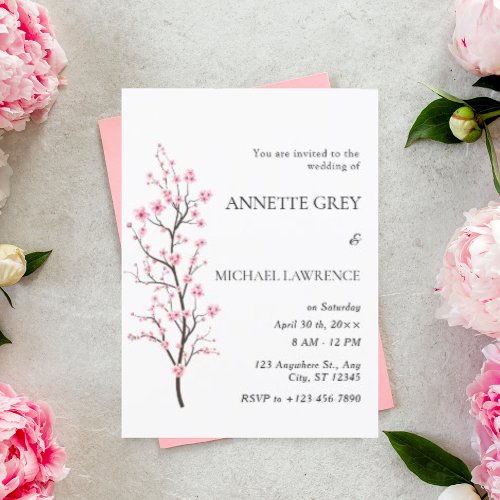 Spring Cherry Blossom Wedding Invitation