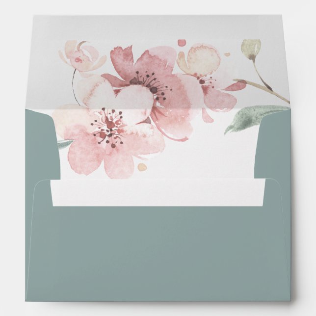 Spring Cherry Blossom Wedding Invitation Envelope (Back (Bottom))