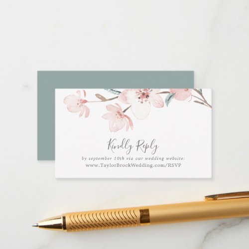 Spring Cherry Blossom Wedding Website RSVP Enclosure Card