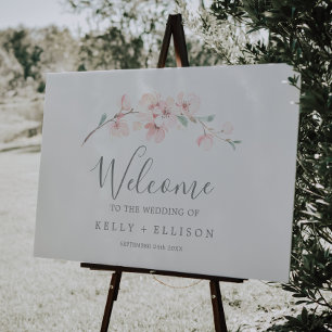 Spring Cherry Blossom Wedding Welcome Foam Board