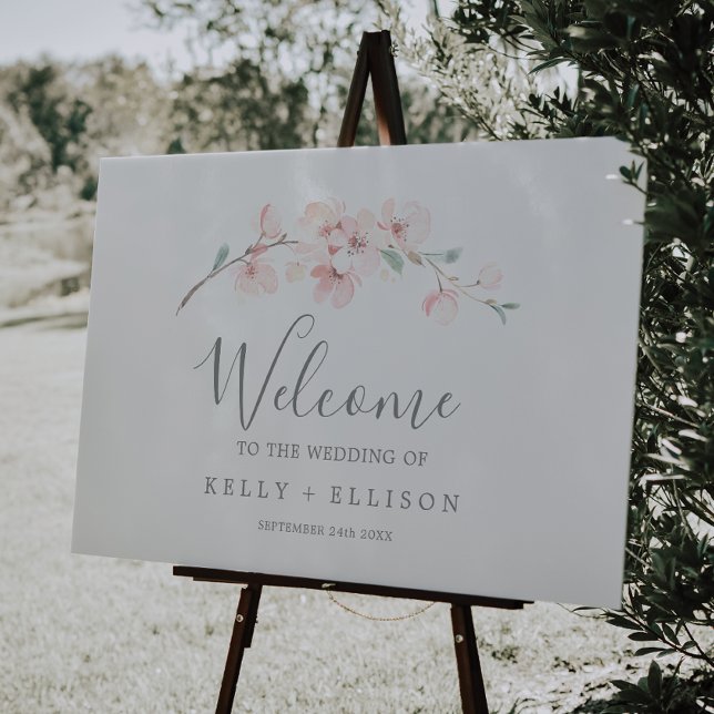 Spring Cherry Blossom Wedding Welcome Foam Board (Creator Uploaded)