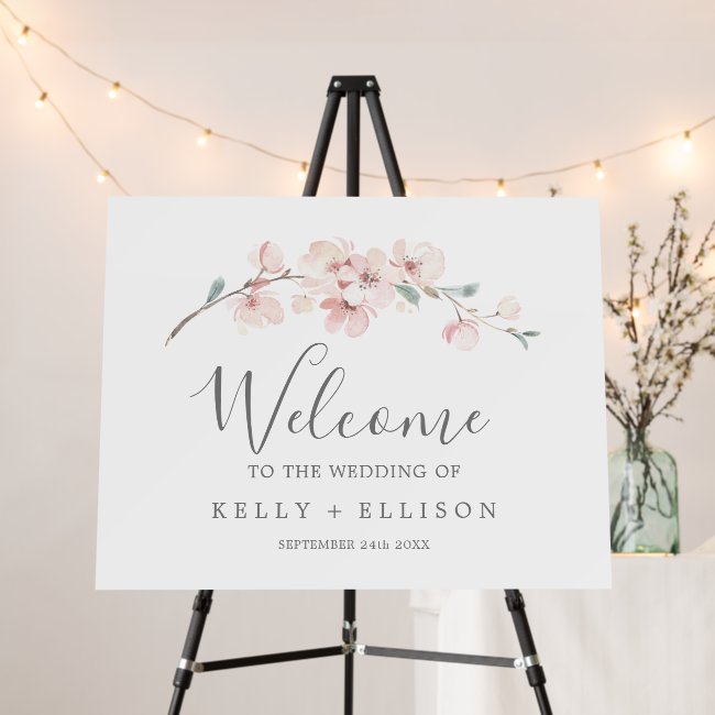 Spring Cherry Blossom Wedding Welcome Foam Board