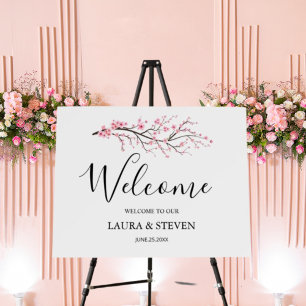 Spring Cherry Blossom Wedding Welcome sign