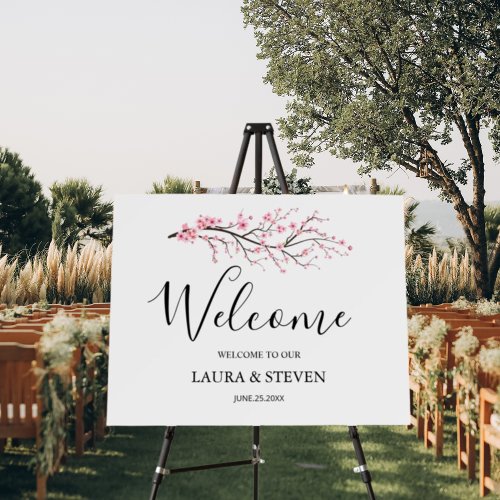Spring Cherry Blossom Wedding Welcome sign
