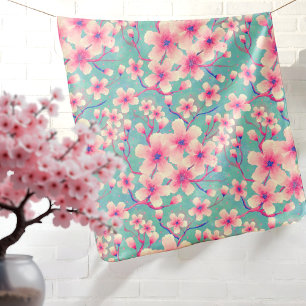 Spring Cherry Blossoms green Baby Blanket