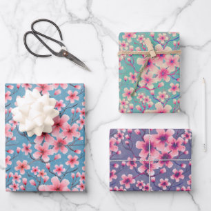 Spring Cherry Blossoms Wrapping Paper Sheets