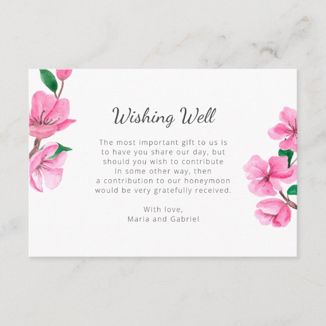 Spring Cherry Botanic wishing well Garden wedding Enclosure Card (Front)
