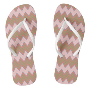 Spring Chevron in Brown, Pink and Peach Flip Flops