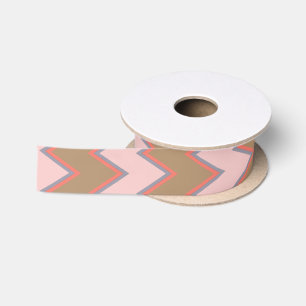 Spring Chevron in Brown, Pink and Peach Satin Ribbon
