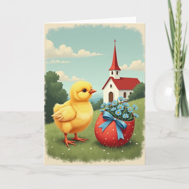 Spring Chick And Egg Scene Card (Front)