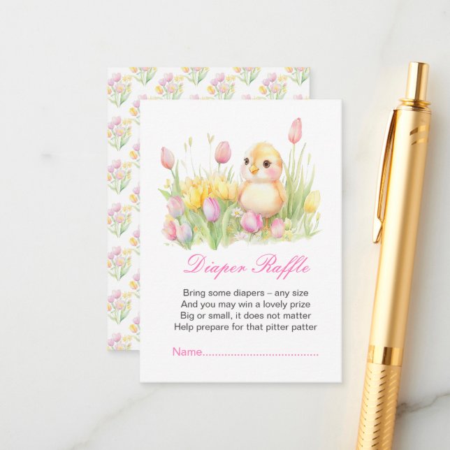 Spring Chick Baby Shower Enclosure Card (Front/Back In Situ)