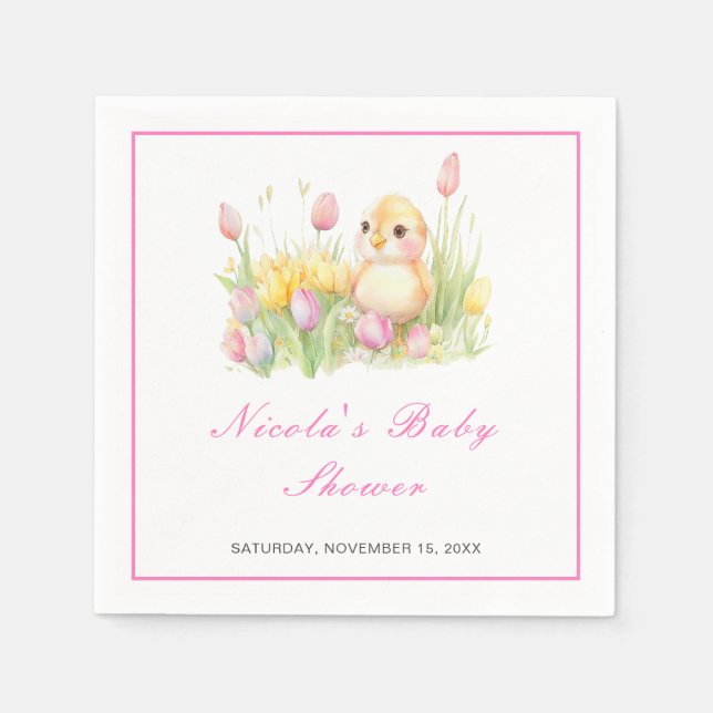 Spring Chick Baby Shower Napkins (Front)