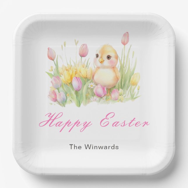 Spring Chick Easter Brunch Paper Plates (Front)