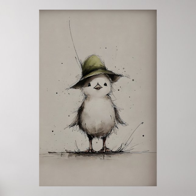 Spring Chick, Printable Art, Chicken Minimalist Poster (Front)
