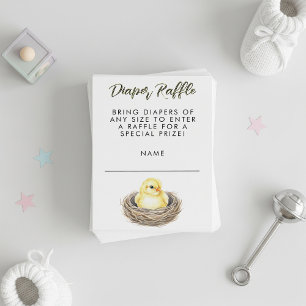 Spring Chick Yellow Baby Shower Diaper Raffle Enclosure Card