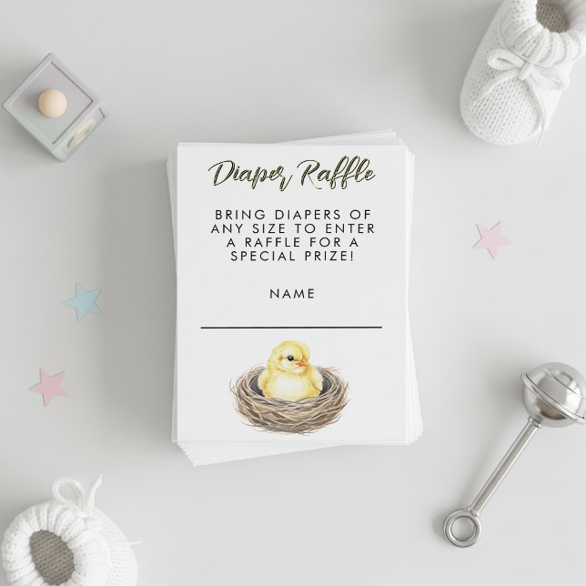 Spring Chick Yellow Baby Shower Diaper Raffle Enclosure Card (Creator Uploaded)